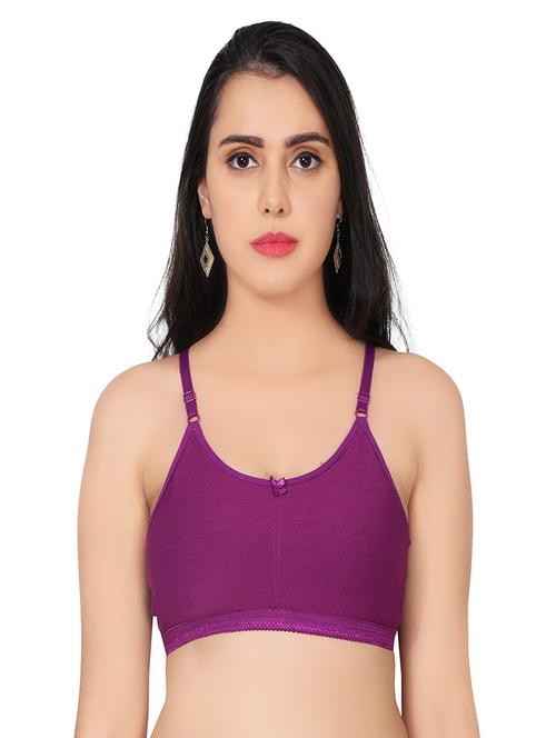 purple cotton regular bra - 20133646 - Very Small Image - 1