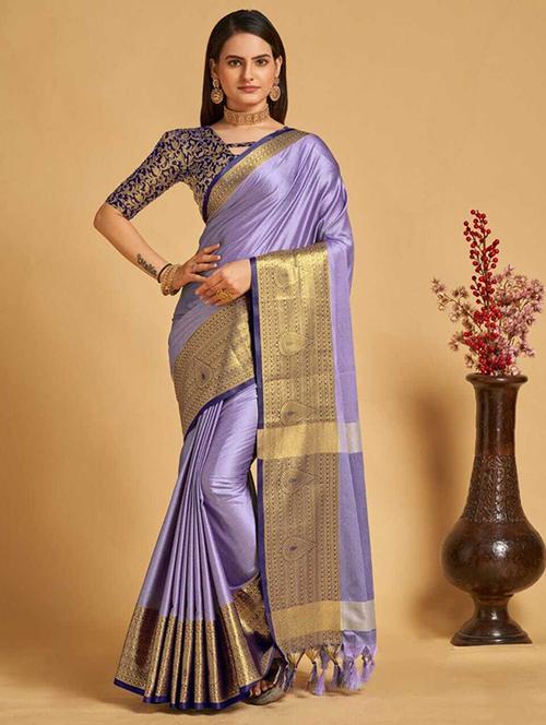 self design woven saree with blouse  - 20136408 - Very Small Image - 1