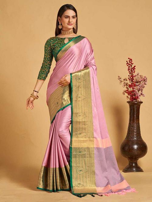 self design woven saree with blouse  - 20136410 - Very Small Image - 1