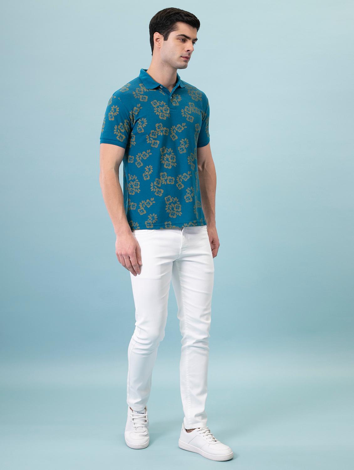 men teal regular fit polo t-shirt - 20136477 - Zoom Image - 3