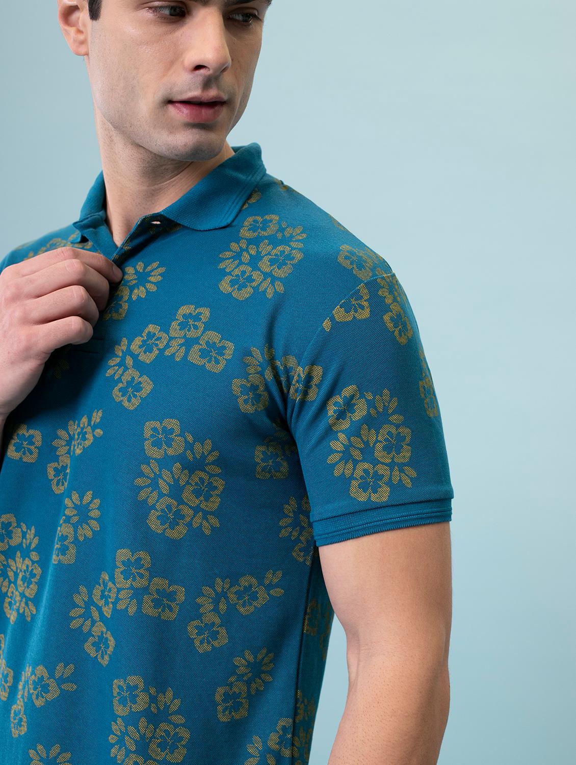 men teal regular fit polo t-shirt - 20136477 - Standard Image - 4