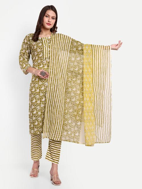 printed kurta pant set with dupatta   - 20136638 - Very Small Image - 1