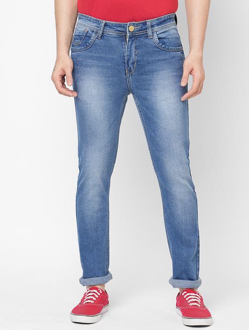 blue solid heavy washed jean - 20136743 - Very Small Image - 1