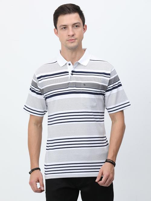 white striped short sleeve polo t-shirt - 20137125 - Very Small Image - 1