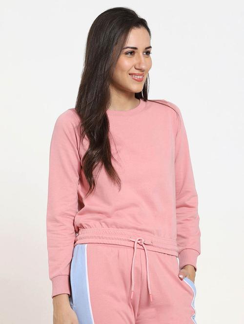 pink solid round neck sweatshirt - 20145846 - Very Small Image - 1