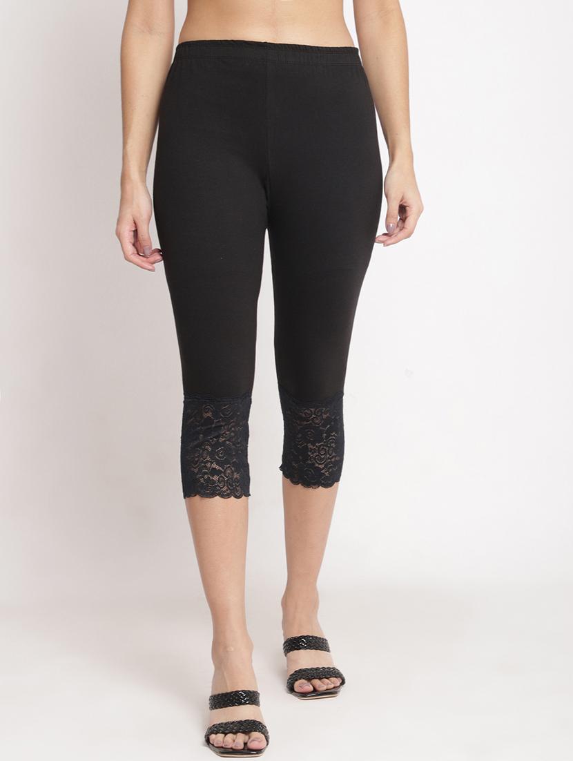 pack of 2 solid lace detailed capris - 20148441 - Standard Image - 3