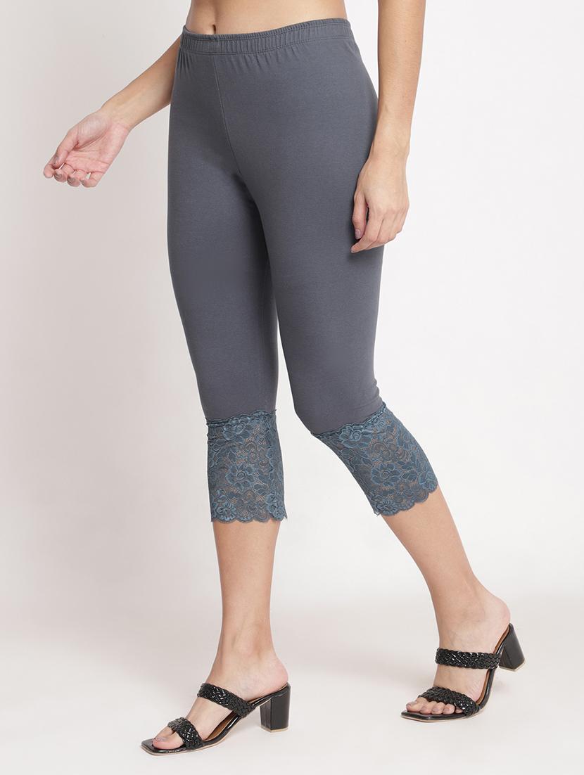 pack of 3 solid lace detailed capris - 20148489 - Zoom Image - 2