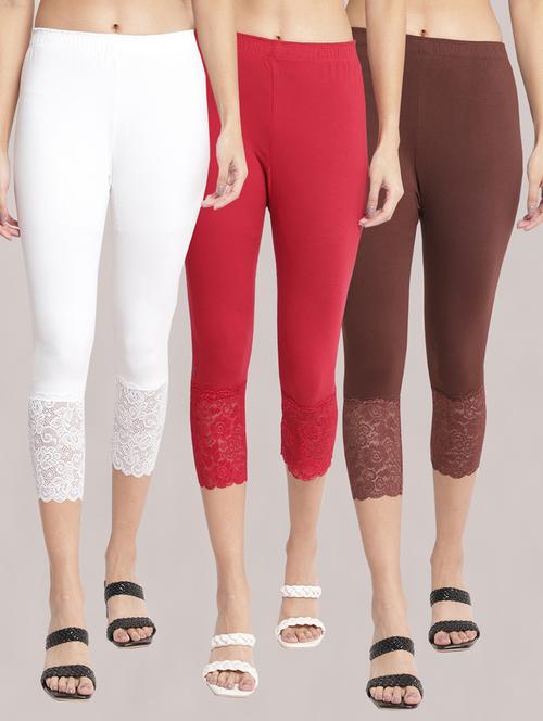 pack of 3 solid lace detailed capris - 20148540 - Very Small Image - 1