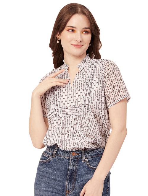 women's a line mandarin neck top - 20149015 - Very Small Image - 1