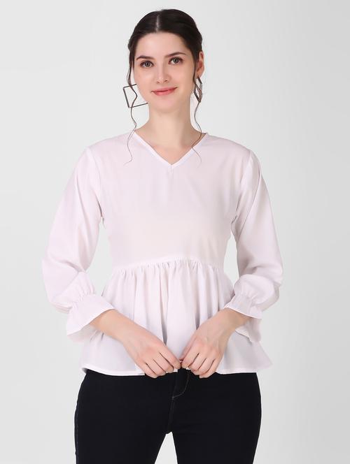 women's peplum v neck top - 20149852 - Very Small Image - 1