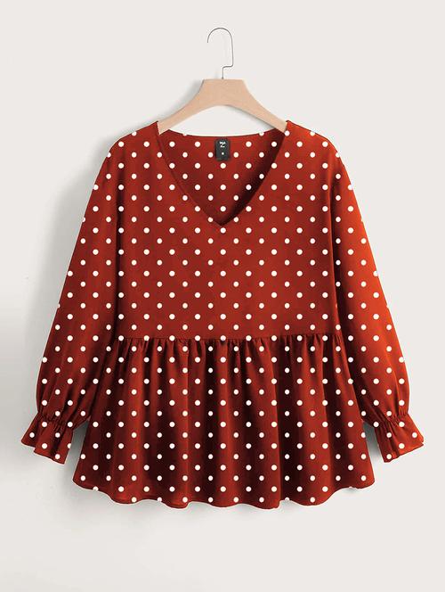 women's peplum v neck top - 20149861 - Very Small Image - 1