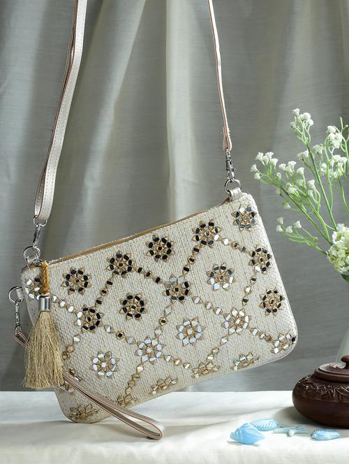 beige cotton sling bag - 20150033 - Very Small Image - 1