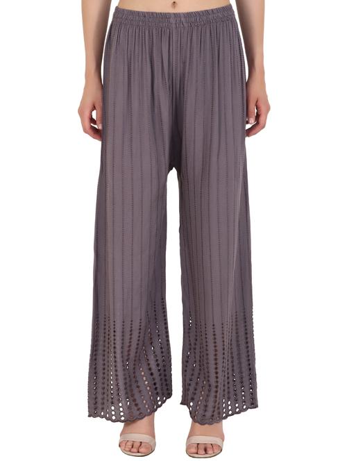 grey solid straight fit relaxed palazzo - 20150313 - Very Small Image - 1