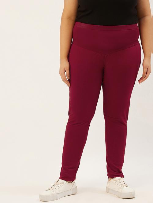 plus size purple solid slim fit trouser - 20152524 - Very Small Image - 1