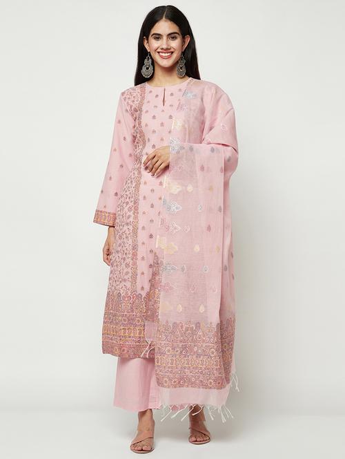 self design unstitched palazzo suit set - 20152847 - Very Small Image - 1