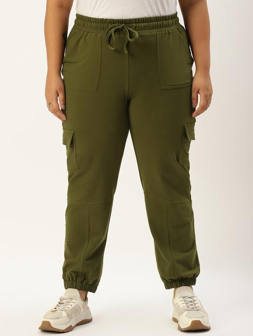 plus size green solid cargo trouser - 20152931 - Very Small Image - 1