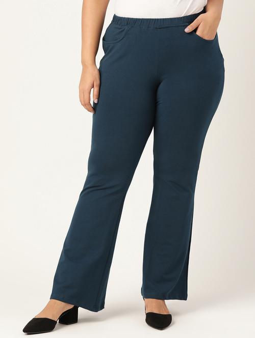 plus size blue solid bootcut trouser - 20152950 - Very Small Image - 1