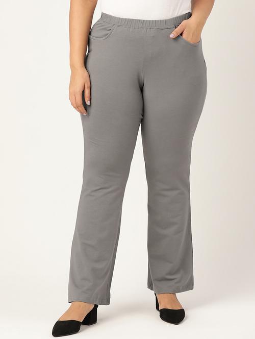 plus size grey solid bootcut trouser - 20152951 - Very Small Image - 1