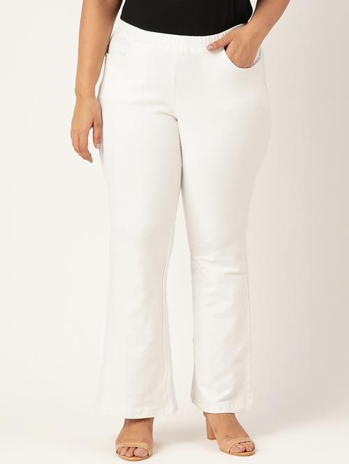 plus size white solid bootcut trouser - 20152954 - Very Small Image - 1