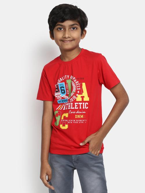 red round neck printed t-shirt - 20153347 - Very Small Image - 1