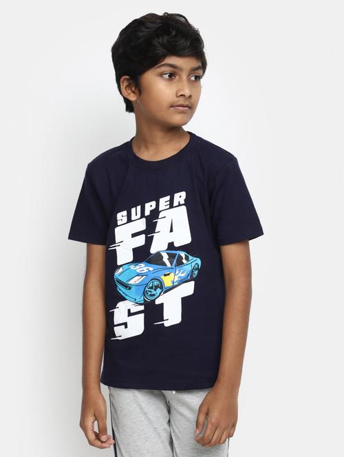 blue short sleeves printed  t-shirt - 20153370 - Very Small Image - 1