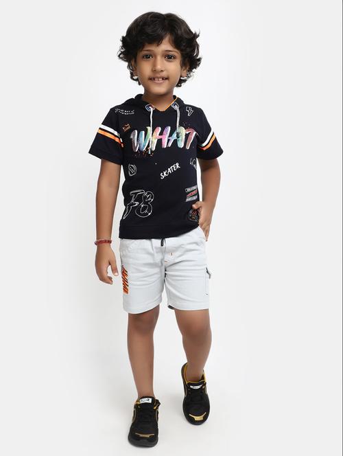 blue printed short sleeves shorts twin set - 20153399 - Very Small Image - 1