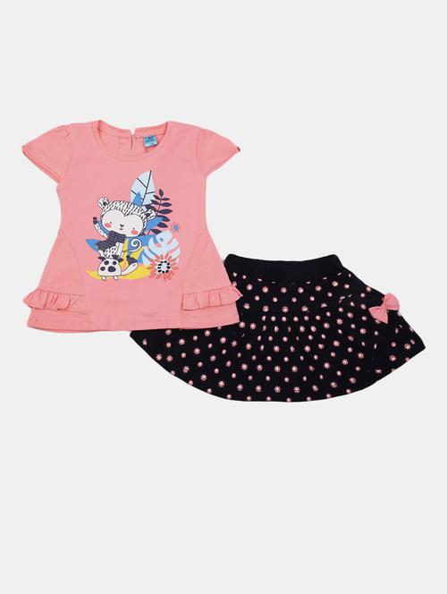 girls printed top & skirt twin set - 20153404 - Very Small Image - 1
