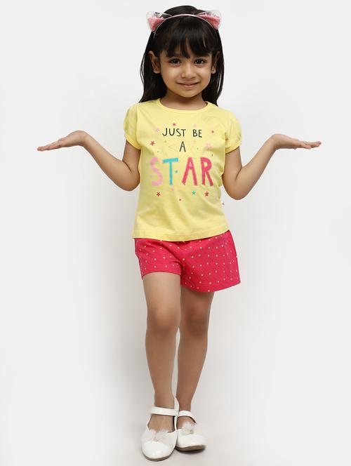 yellow short sleeves printed shorts twin set - 20153507 - Very Small Image - 1