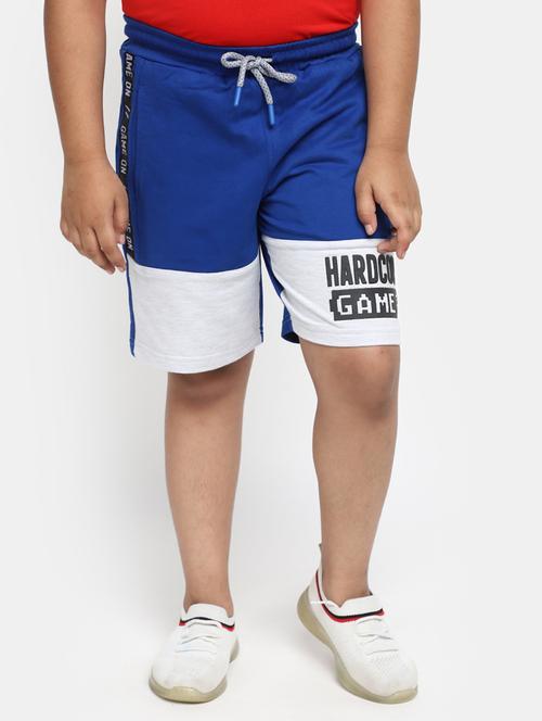 blue color blocked shorts - 20153599 - Very Small Image - 1