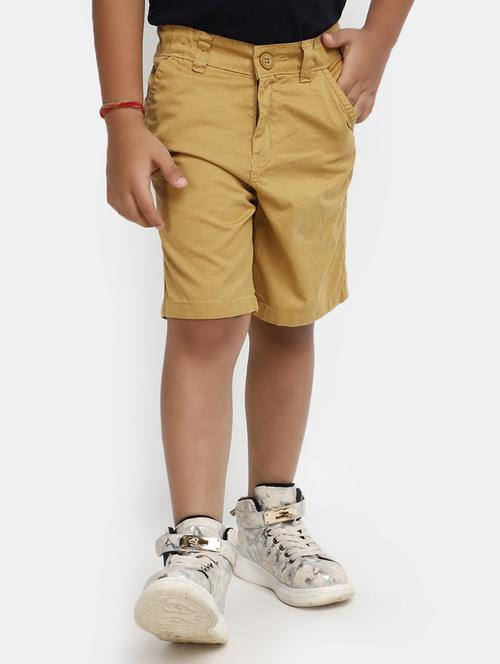 beige solid shorts - 20153623 - Very Small Image - 1