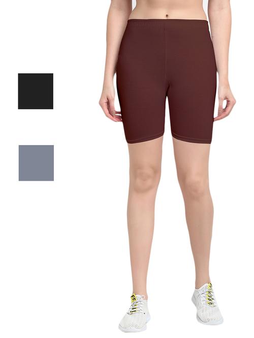 pack of 3 solid cycling shorts - 20154408 - Very Small Image - 1