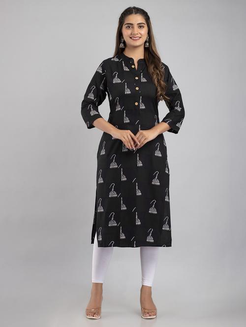 mandarin neck printed straight kurta - 20154940 - Very Small Image - 1