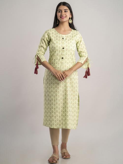 round neck printed straight kurta - 20154969 - Very Small Image - 1