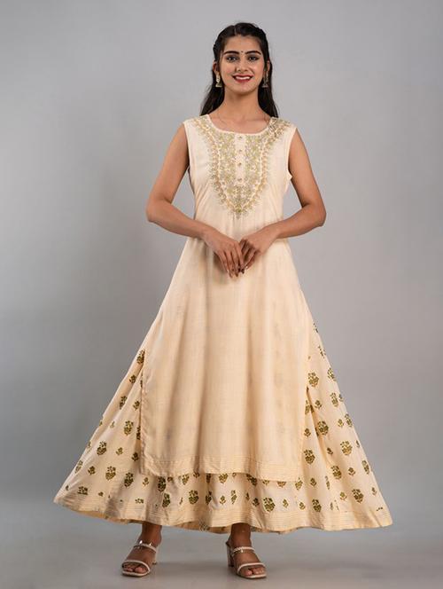 round neck embroidered anarkali kurta - 20154998 - Very Small Image - 1
