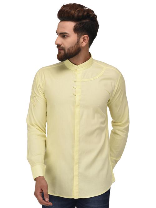 yellow cotton blend casual shirt - 20155596 - Very Small Image - 1