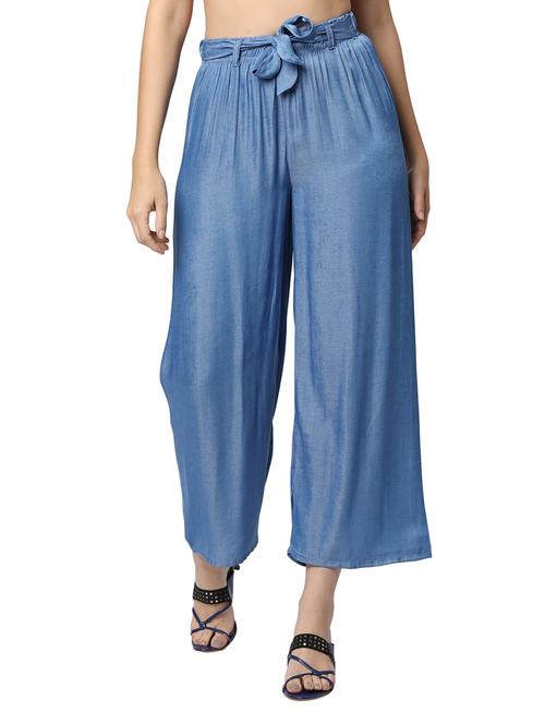women solid flat front wide leg trouser - 20155950 - Very Small Image - 1