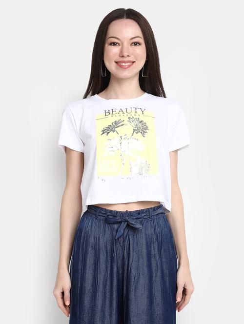 women's front print round neck t-shirt - 20156080 - Very Small Image - 1