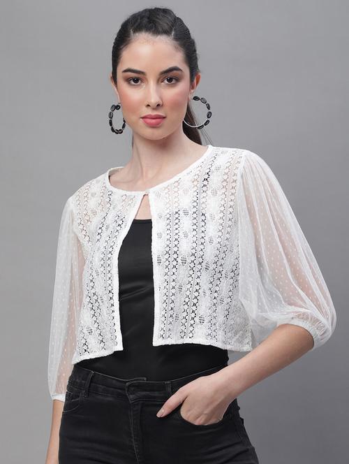 white cotton blend shrug - 20159457 - Very Small Image - 1