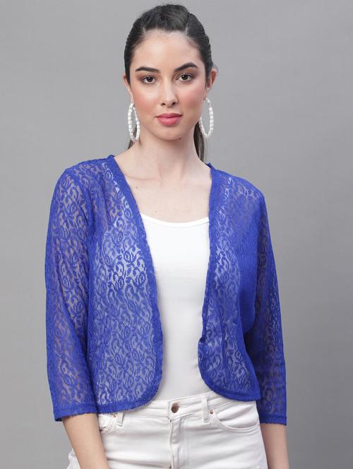 blue cotton blend shrug - 20159461 - Very Small Image - 1