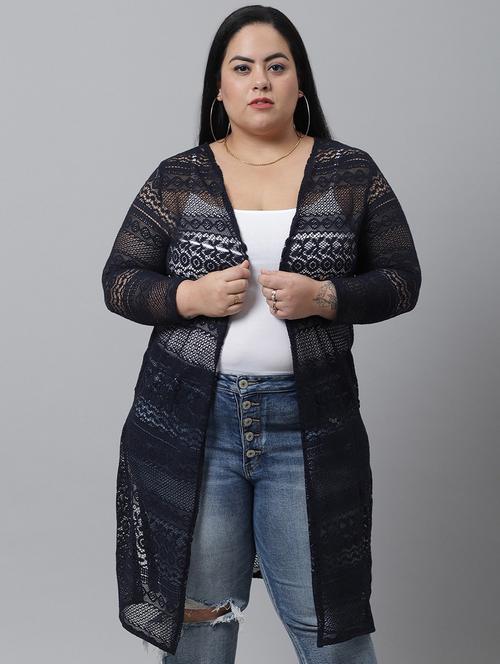 blue cotton shrug - 20159501 - Very Small Image - 1