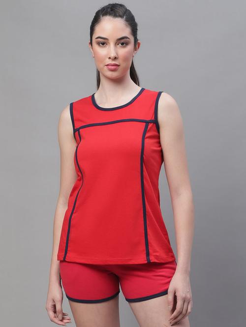 red cotton shorts nightwear set - 20161382 - Very Small Image - 1