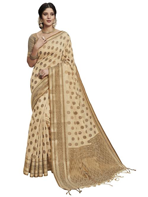 beige art silk chanderi saree - 20161453 - Very Small Image - 1