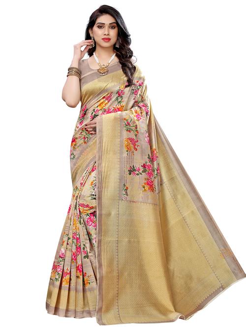 floral printed saree with blouse - 20162296 - Very Small Image - 1