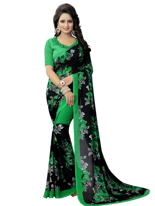 floral printed saree with blouse - 20162323 - Very Small Image - 1