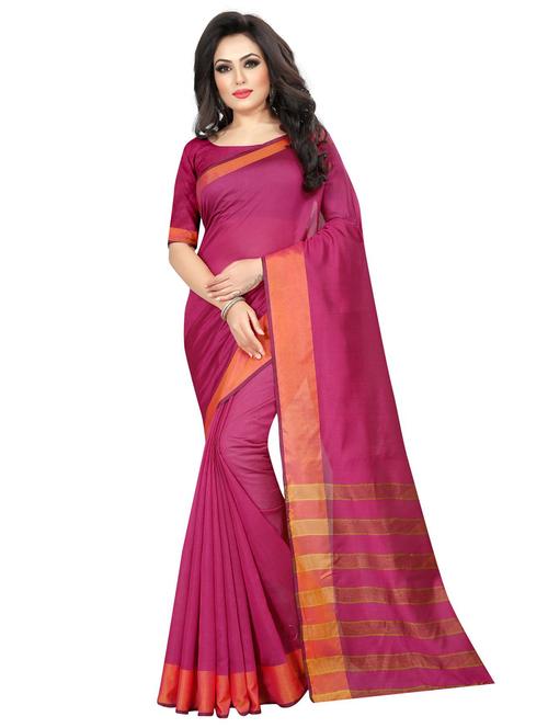 women's bordered pink colored saree with blouse - 20163204 - Very Small Image - 1
