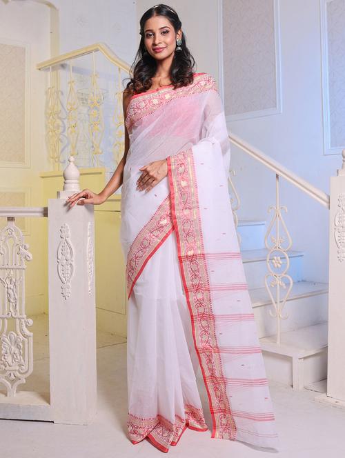 women's self design white colored saree - 20163790 - Very Small Image - 1