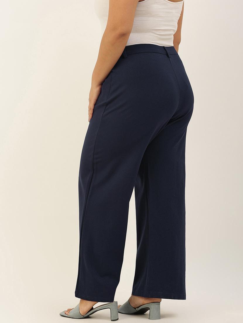 blue solids full length plus trouser - 20164067 - Standard Image - 2