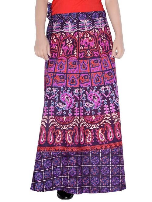 women printed cotton wrap skirt - 20164302 - Very Small Image - 1