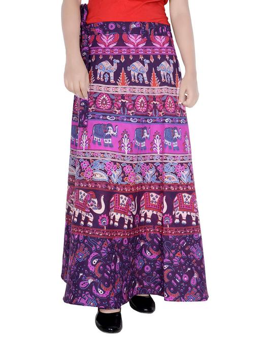 women printed cotton wrap skirt - 20164306 - Very Small Image - 1