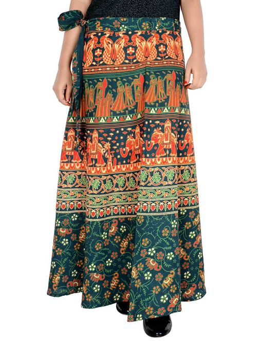 women printed cotton wrap skirt - 20164321 - Very Small Image - 1